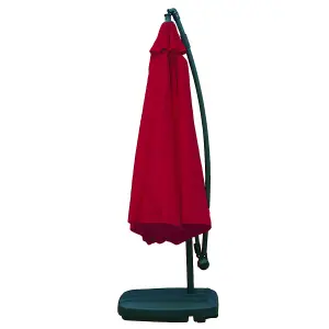 KCT Garden Parasol 3.5m Large Burgundy Cantilever with Protective Cover and Base