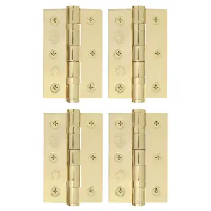 AFIT Polished Brass Door Hinges - 3 Inch / 76mm  Internal Fire Door Hinges - 2 Pairs