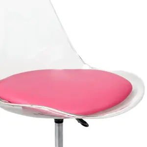 Soho Clear Plastic Dining Chair with Swivel Base Bright Pink