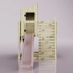 PolarPlay Kids Scandinavian Style Climbing Platform & Playhouse with Slide - Fiske Rose