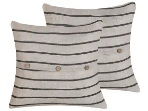 Set of 2 Cushions CYNARA Boucle 43 x 43 cm Striped Beige