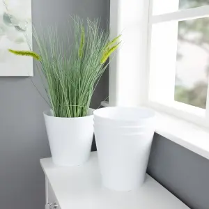 4 x Wham Studio 21cm Round Plastic Planter Ice White