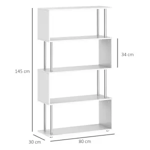 HOMCOM Wooden Storage Display Unit Bookshelf Bookcase Dividers S Shaped White