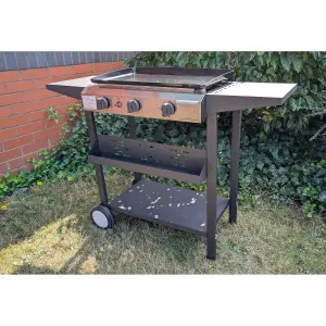 Portable 3 Burner Gas Grill BBQ Stainless Steel Outdoor Propane Cooktop with Foldable Stand