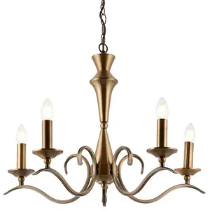 Hanging Flush Ceiling Pendant 5 Light ANTIQUE BRASS Chandelier Lamp Bulb Holder