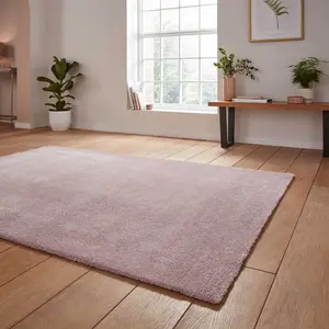 Rose Plain Shaggy Modern Rug Easy to clean Dining Room-60cm X 115cm