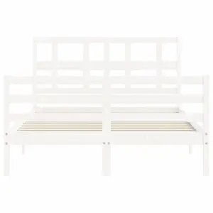 Berkfield Bed Frame with Headboard White 140x190 cm Solid Wood