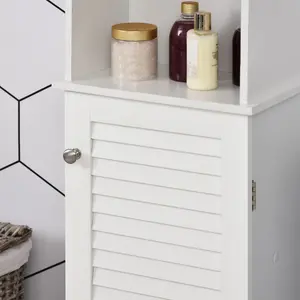 HOMCOM 165cm Freestanding Slimline Bathroom Storage Cabinet w/ 6 Shelves White