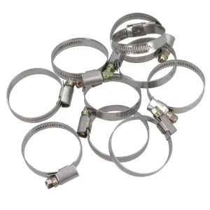 Jubilee Hose Pipe Clamps Clips For Air Water Fuel Gas 25mm to 40mm 10 Pack