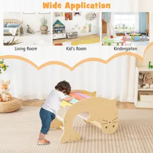 Costway 3-in-1 Kids Climbing Toy Set Indoor Wooden Arch Climber & Rocking Horse