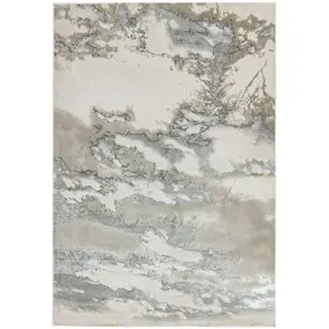 Beige Easy to Clean Abstract Optical/ (3D) Rug For Dining Room Bedroom And Living Room-120cm X 170cm