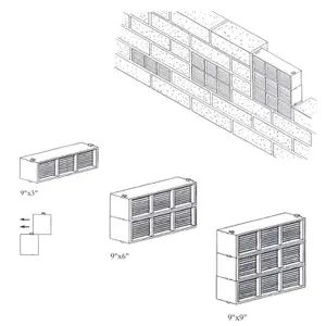 5 x White Combination Air Brick Vents 9" x 3" for Air Flow Ventilation