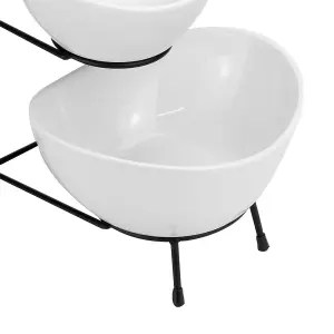 3 Tier Serving Set White Ceramic Bowls - M&W