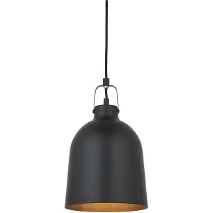 Hanging Ceiling Pendant Light - Matt Black & Aged Pewter Paint - 10W LED E27