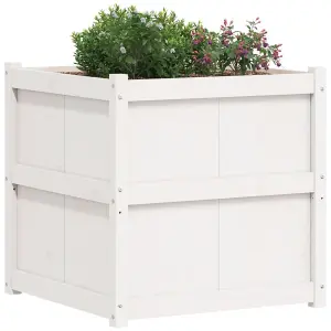 Berkfield Garden Planter White 70x70x70 cm Solid Wood Pine