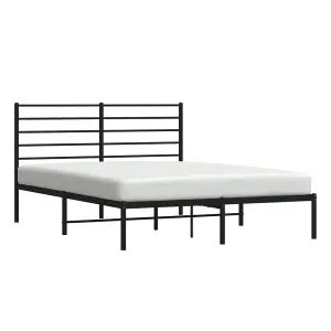 Berkfield Metal Bed Frame with Headboard Black 140x200 cm