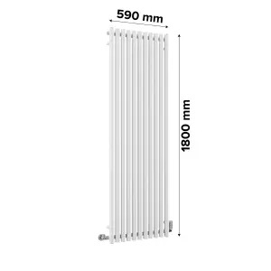 Terma Rolo Room WGROR180059 K916UC01 White Horizontal or vertical Designer 4296BTU Radiator, (W)590mm x (H)1800mm