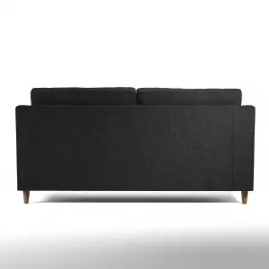 Baxter Charcoal Tufted Fabric 3 Seater Sofa