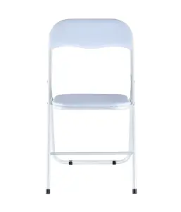 URBNLIVING 79cm Height 6 Pcs Folding Lightweight Portable Metal Frame White PVC Chair Set