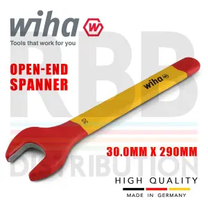 Wiha Spanner Wrench 30mm VDE Electricians Single Insulated Open End 43043