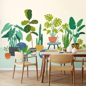 Origin Murals Houseplant Pots Blue Matt Smooth Paste the Wall Mural 350cm Wide X 280cm High