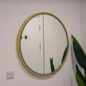 Brushed Brass 800mm Round Frame Mirror with Colour Change (13631)