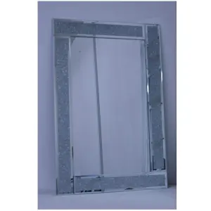 40x60cm Sparkle Silver Glitter Wall Mirror Frame Glass