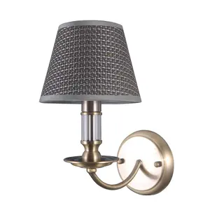 Luminosa Classic Wall Lamp Antique Bronze 1 Light  with Grey Shade, E14