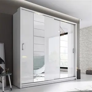 Oak World Durango 220cm Sliding Doors Wardrobe | Matt White | Mirrored Front