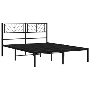 Berkfield Metal Bed Frame with Headboard Black 140x190 cm