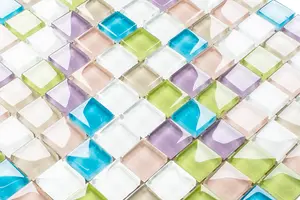 Glass mosaic on mesh for bathroom or kitchen 300mm x 300mm - Gummy bears