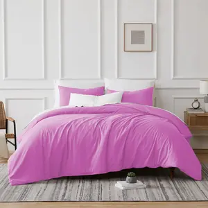 Microfibre 200 TC Plain Reversible Plain Weave Modern & Contemporary Duvet Cover Set Purple / Kingsize - 2 Standard Pillowcases