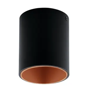 EGLO Polasso Cylindrical Black/Copper LED Ceiling Light