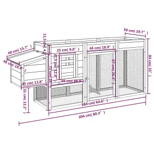 Chicken Coop Mocha 204x50x84 cm Solid Wood Pine