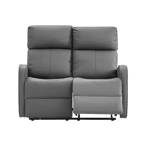 2 Seater Manual Reclining Sofa in Grey Leather - Parma