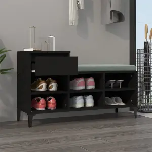 Berkfield Shoe Cabinet Black 102x36x60 cm Engineered Wood