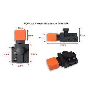 2 x Flymo Lawnmower Switch 8A 250V ON/OFF by Ufixt