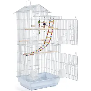 Yaheetech White Large Roof Top Metal Bird Cage w/ Swing and Ladder