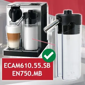 SPARES2GO Milk Container compatible with DeLonghi, fits Nespresso ECAM610.55.SB EN750.MB Coffee Machine (0.5L)