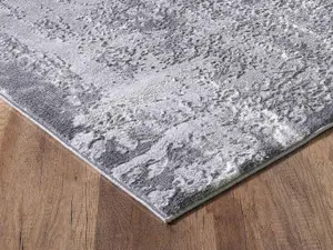 Serenity Modern Abstract Acrylic Contemporary Area Rugs Grey 60x220 cm