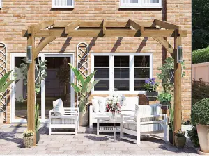 Dunster House Wooden Lean To Pergola Kit 3m x 3m Wall Mounted Garden Plant Frame Leviathan