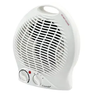 2KW Portable Fan Heater  Silent 2000W Electric, Hot & Cold Air, Upright Design (White)