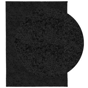 Shaggy Rug PAMPLONA High Pile Modern Black 140x200 cm