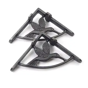 Oakcrafts -Pair of Antique Cast Iron Hummingbird Shelf Brackets - 130mm x 130mm