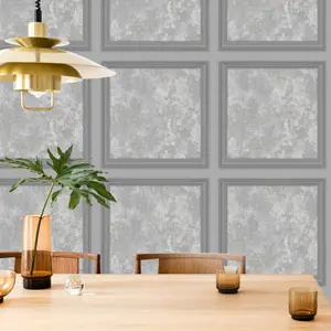 Fresco Urban Texture Grey Panel Wallpaper