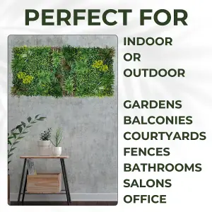 Artificial Plant Flower Living Wall Panels Realistic - Lowther Green - Indoor / Outdoor - 1m x 1m - Home, Garden, Office