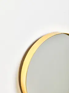 Interiors by Premier Timeless Small Gold Finish Wall Mirror, Easy To Install Circular Wall Mirror, Versatile Mirror for Home