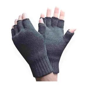 Heat Holders - Mens 3.2 TOG Fleece Insulated Fingerless Gloves Grey