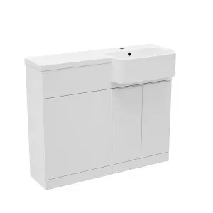 Nes Home 1000mm Right Hand Freestanding White Cabinet with Basin & WC Unit