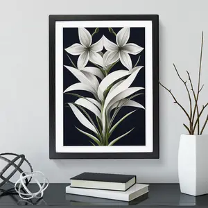 XV1022-3943X Shining Flowers - Single Picture Frame Print Black Framed / 64cm H x 46cm W x 2cm D